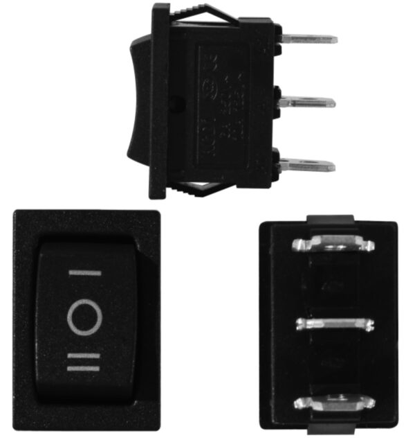SWITCH 2 GOLPES 3P TECLA NEGRO 2X1 CM