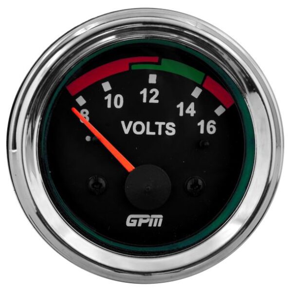 MEDIDOR VOLTIMETRO 12V T.NEGRO-ARO CROMADO 2 PULG