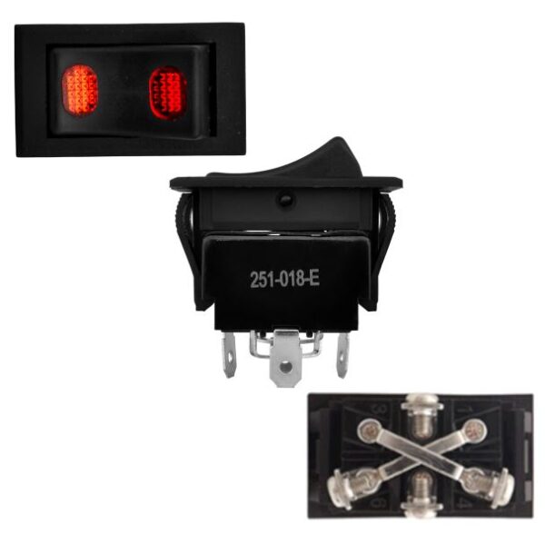 SWITCH 2 GOLPES 4P TECLA PILOTO ROJO-AMARILLO 4.3X