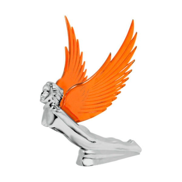 EMBLEMA DIOSA CROMADA CON ILUMINACION DE ALAS PARA