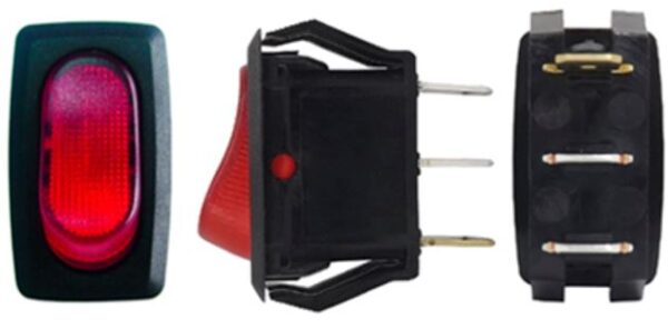SWITCH 1 GOLPE 3 CONTACTOS TECLA PILOTO ROJO 3X1.5