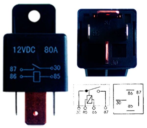 RELAY 12V 4P LUCES TIPO PESADO 80 AMPERIOS
