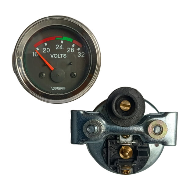 MEDIDOR VOLTIMETRO 52MM 24V ESCALA 16-32 ARO CROMA