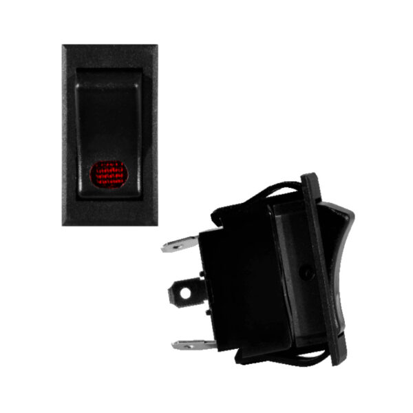 SWITCH 1 GOLPE TECLA 3 CONTACTOS PILOTO ROJO 4.3X2