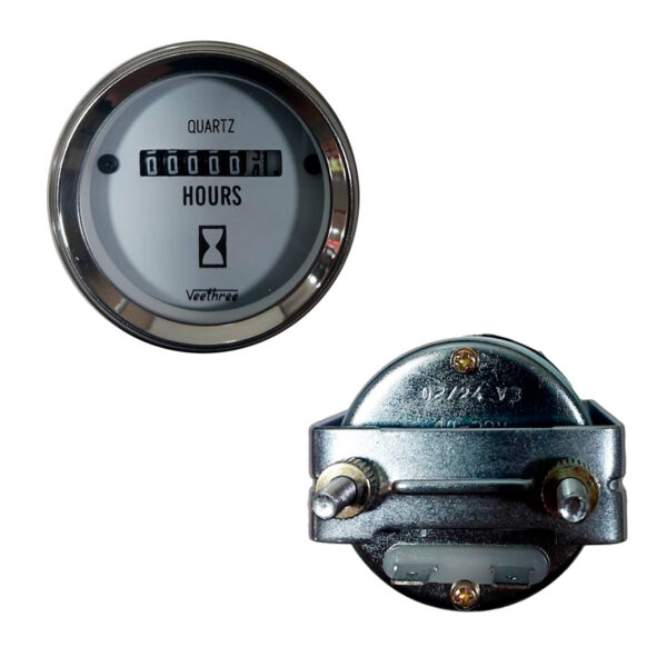 HOROMETRO ELECTRICO 12-28V TABLERO BLANCO ARO CROM