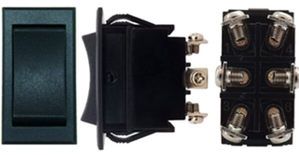 SWITCH 2 GOLPES 6 CONTACTOS TECLA NEGRA 4.3X2.5