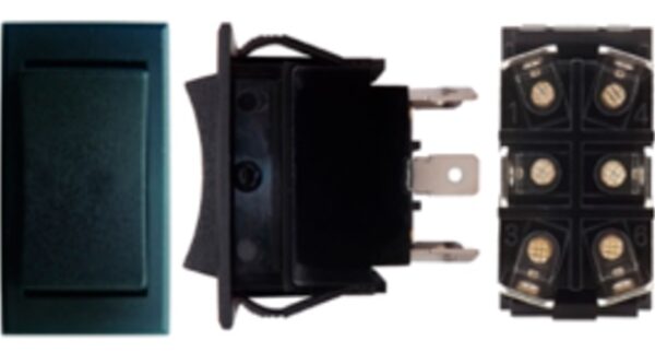SWITCH ELEVAVIDRIOS 6P TECLA NEGRA 4.3X2.5 REVERSI