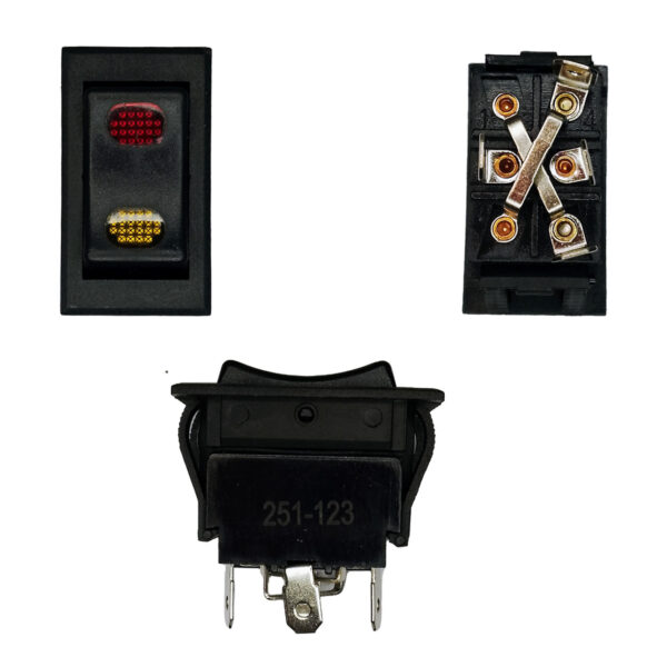 SWITCH 2 GOLPES 4P TECLA PILOTO ROJO-AMARILLO 4.3X
