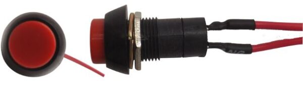 SWITCH PULSADOR REDONDO ROJO CON CABLE